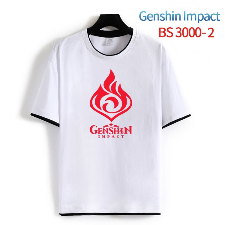 Genshin Impact Cotton crew neck black and white trim short-sleeved T-shirt from S to 4XL HM-3000-2