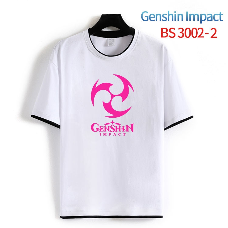 Genshin Impact Cotton crew neck black and white trim short-sleeved T-shirt from S to 4XL HM-3002-2