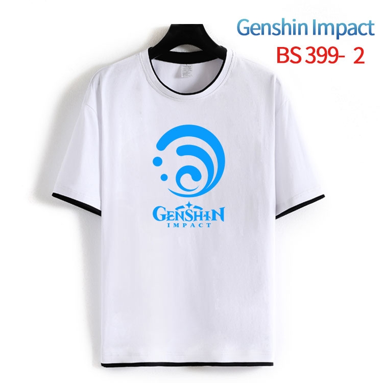 Genshin Impact Cotton crew neck black and white trim short-sleeved T-shirt from S to 4XL HM-399-2