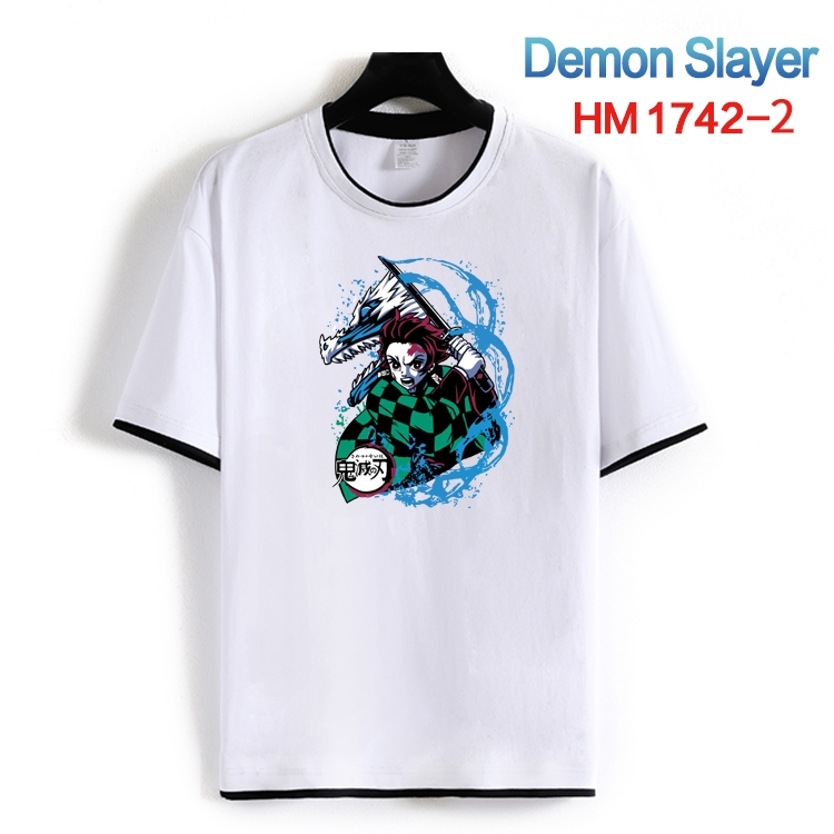 Demon Slayer Kimets Cotton crew neck black and white trim short-sleeved T-shirt from S to 4XL HM-1742-2