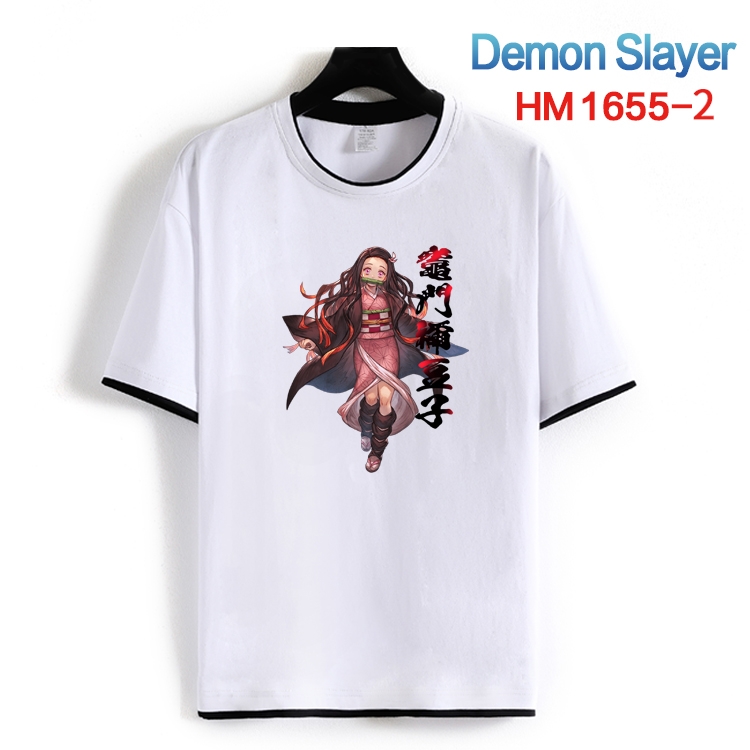 Demon Slayer Kimets Cotton crew neck black and white trim short-sleeved T-shirt from S to 4XL HM-1655-2