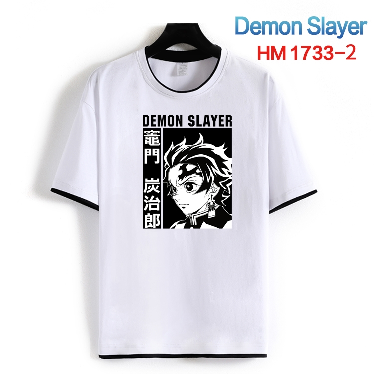 Demon Slayer Kimets Cotton crew neck black and white trim short-sleeved T-shirt from S to 4XL HM-1733-2