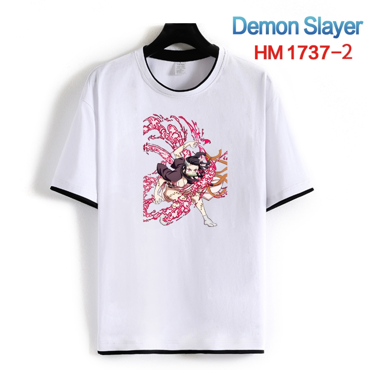 Demon Slayer Kimets Cotton crew neck black and white trim short-sleeved T-shirt from S to 4XL HM-1737-2