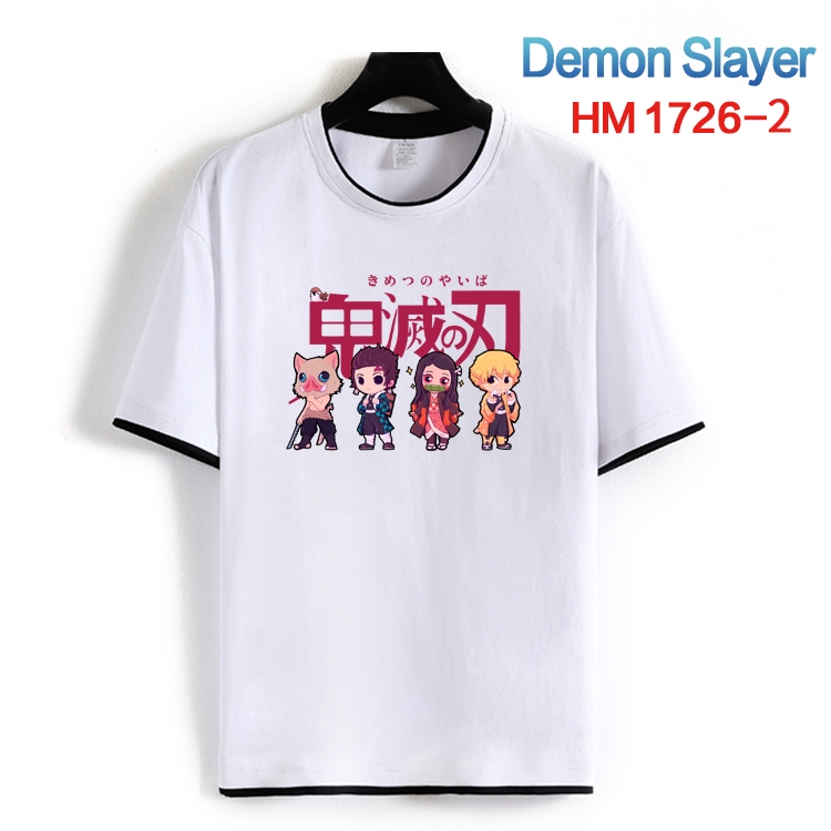 Demon Slayer Kimets Cotton crew neck black and white trim short-sleeved T-shirt from S to 4XL HM-1726-2