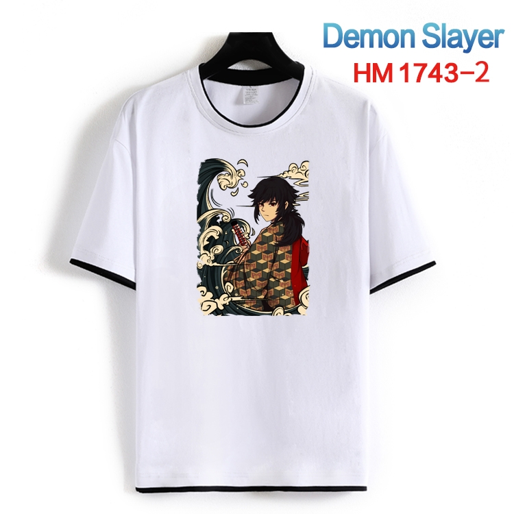 Demon Slayer Kimets Cotton crew neck black and white trim short-sleeved T-shirt from S to 4XL HM-1743-2