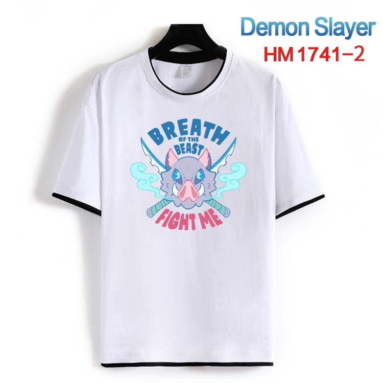 Demon Slayer Kimets Cotton crew neck black and white trim short-sleeved T-shirt from S to 4XLHM-1741-2