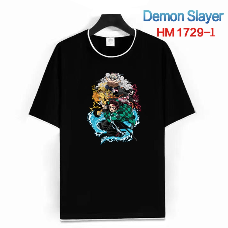 Demon Slayer Kimets Cotton crew neck black and white trim short-sleeved T-shirt from S to 4XL HM-1729-1 纯