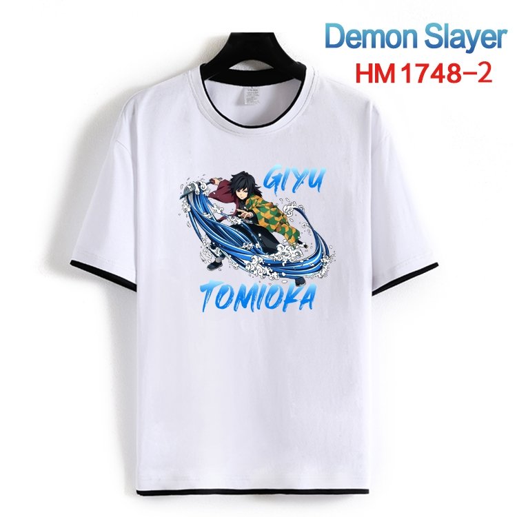 Demon Slayer Kimets Cotton crew neck black and white trim short-sleeved T-shirt from S to 4XL HM-1748-2