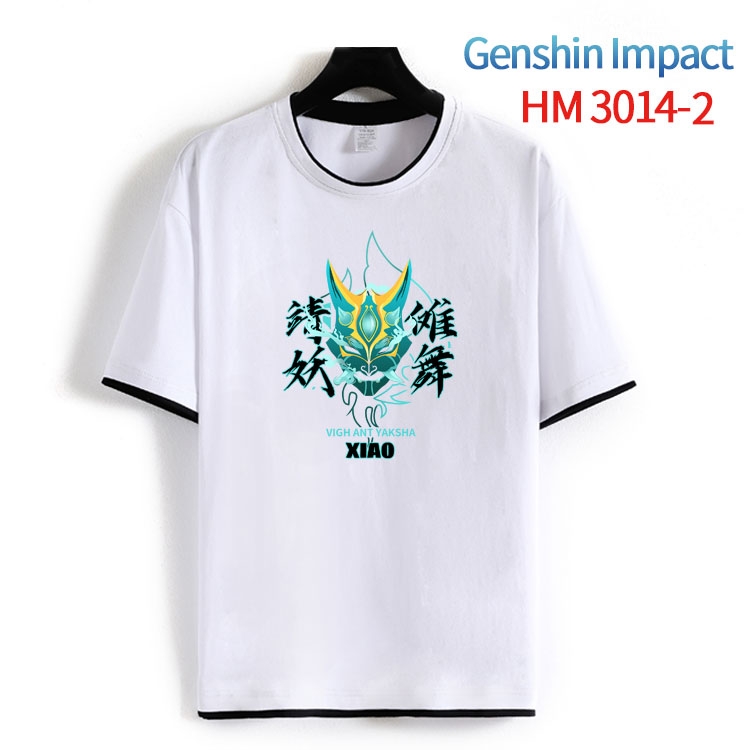 Genshin Impact  Cotton crew neck black and white trim short-sleeved T-shirt from S to 4XL HM-3014-2