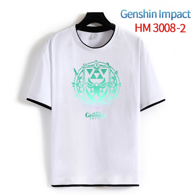 Genshin Impact  Cotton crew neck black and white trim short-sleeved T-shirt from S to 4XL HM-3008-2 