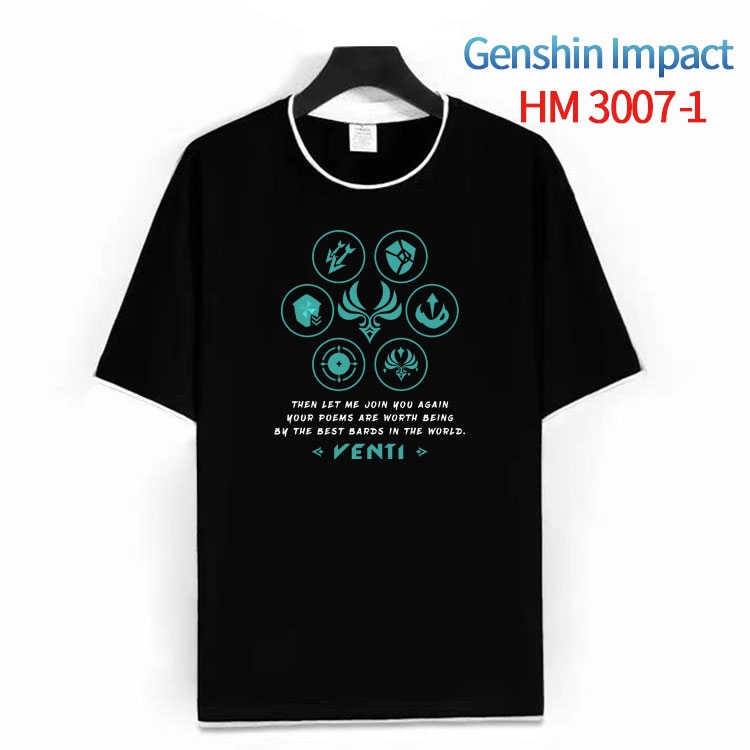 Genshin Impact  Cotton crew neck black and white trim short-sleeved T-shirt from S to 4XL HM-3007-1