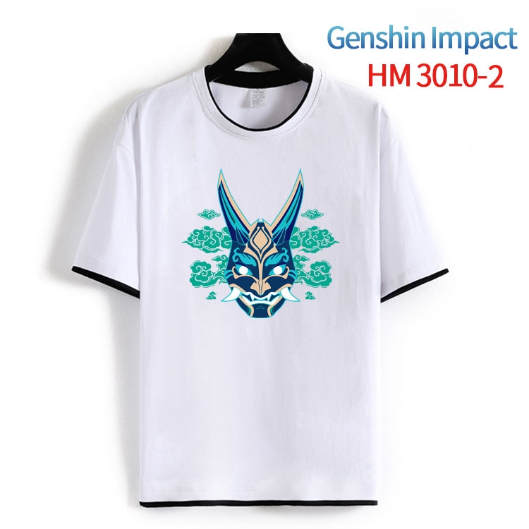 Genshin Impact  Cotton crew neck black and white trim short-sleeved T-shirt from S to 4XL HM-3010-2