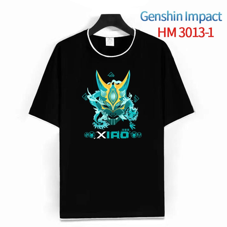 Genshin Impact  Cotton crew neck black and white trim short-sleeved T-shirt from S to 4XL HM-3013-1