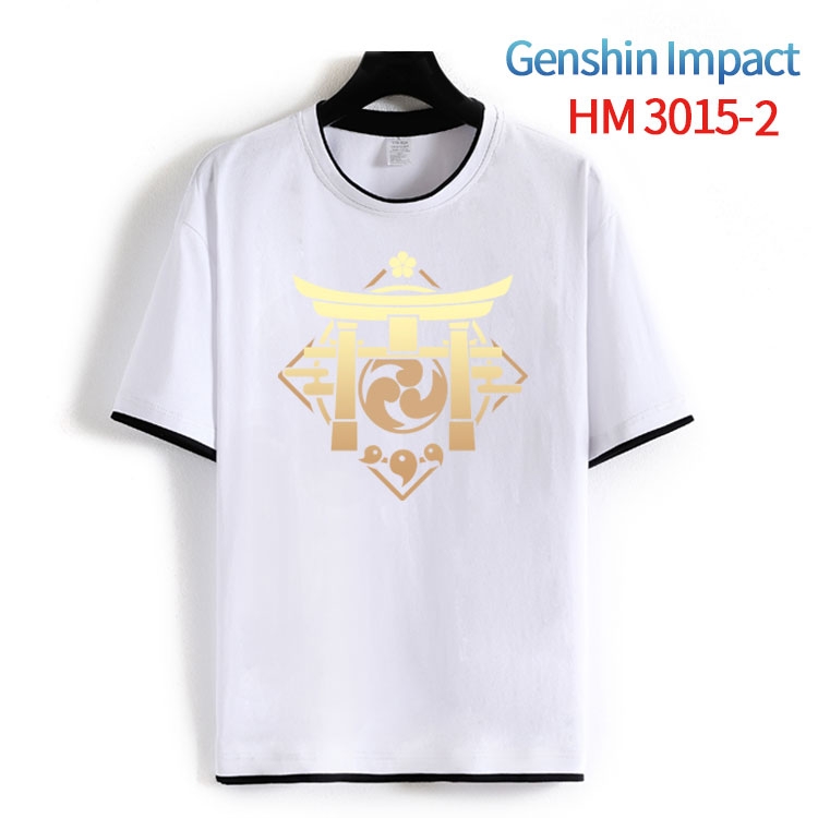 Genshin Impact  Cotton crew neck black and white trim short-sleeved T-shirt from S to 4XL HM-3015-2