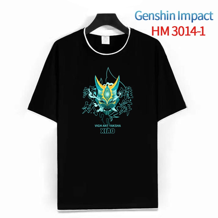 Genshin Impact  Cotton crew neck black and white trim short-sleeved T-shirt from S to 4XL HM-3014-1