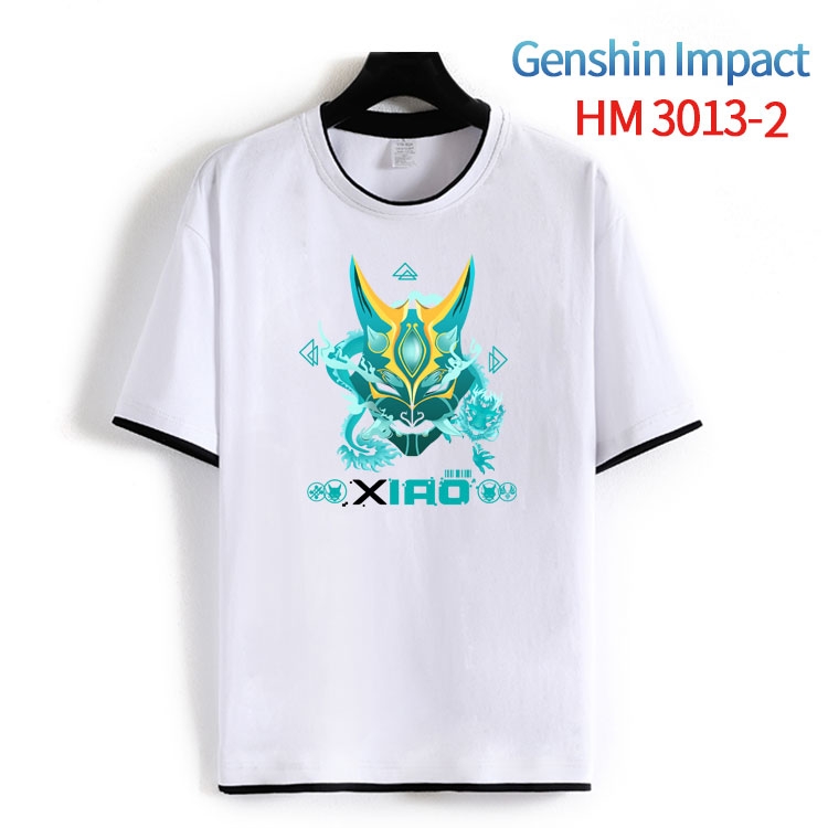 Genshin Impact  Cotton crew neck black and white trim short-sleeved T-shirt from S to 4XL HM-3013-2