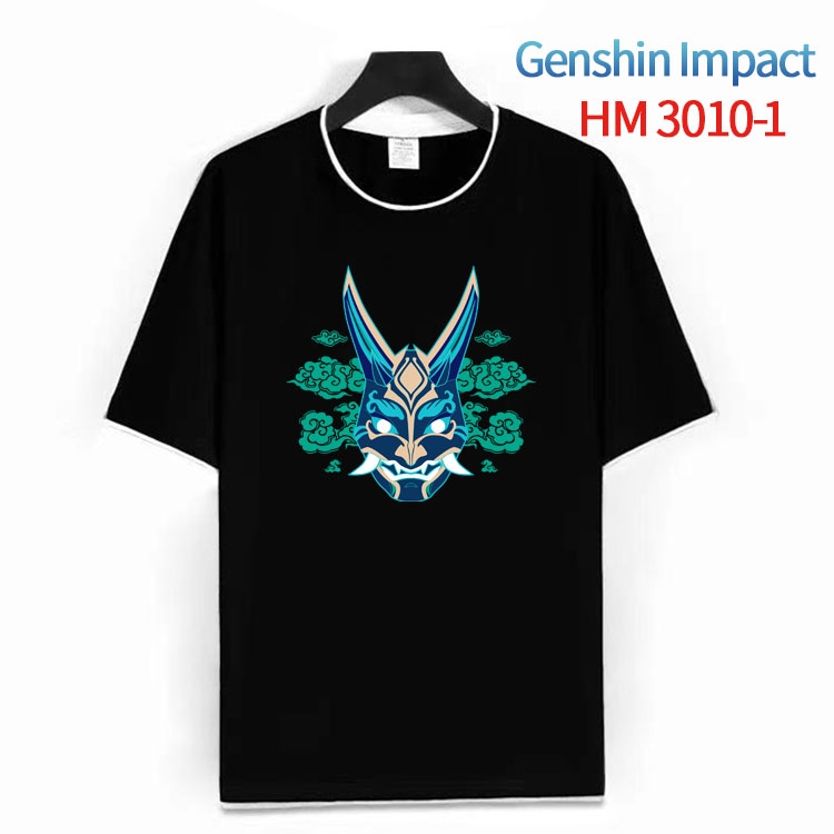 Genshin Impact  Cotton crew neck black and white trim short-sleeved T-shirt from S to 4XL HM-3010-1