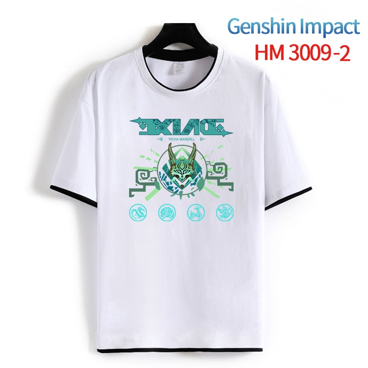 Genshin Impact  Cotton crew neck black and white trim short-sleeved T-shirt from S to 4XL HM-3009-2