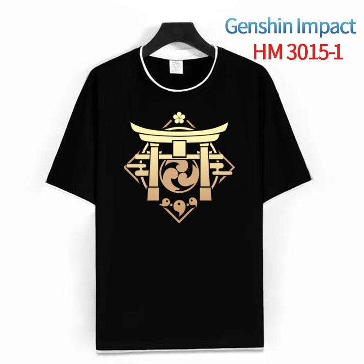 Genshin Impact  Cotton crew neck black and white trim short-sleeved T-shirt from S to 4XL HM-3015-1