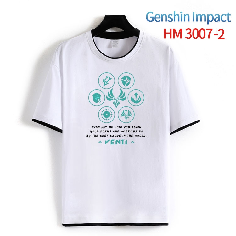 Genshin Impact  Cotton crew neck black and white trim short-sleeved T-shirt from S to 4XL HM-3007-2