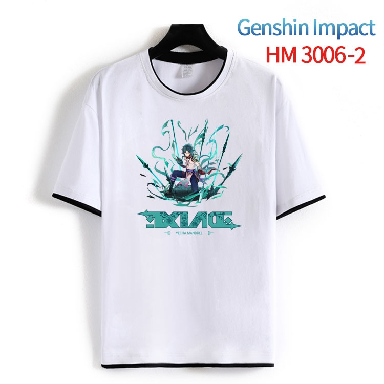 Genshin Impact  Cotton crew neck black and white trim short-sleeved T-shirt from S to 4XL HM-3006-2