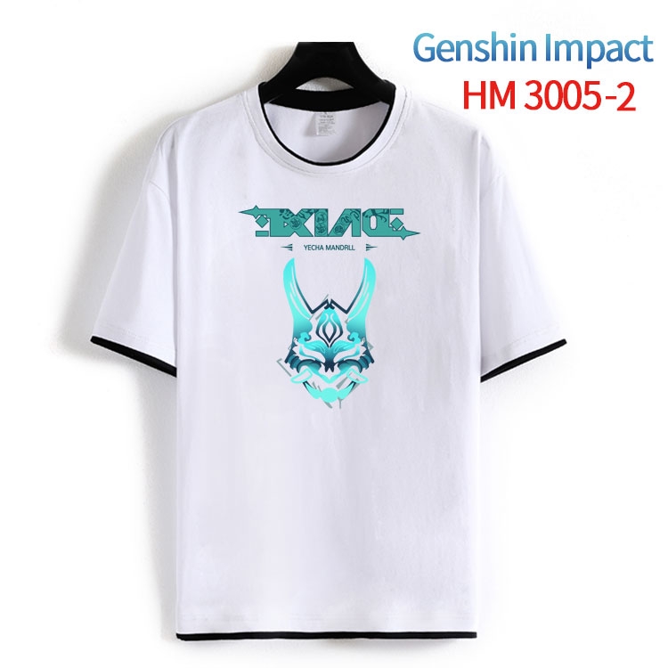 Genshin Impact  Cotton crew neck black and white trim short-sleeved T-shirt from S to 4XL HM-3005-2