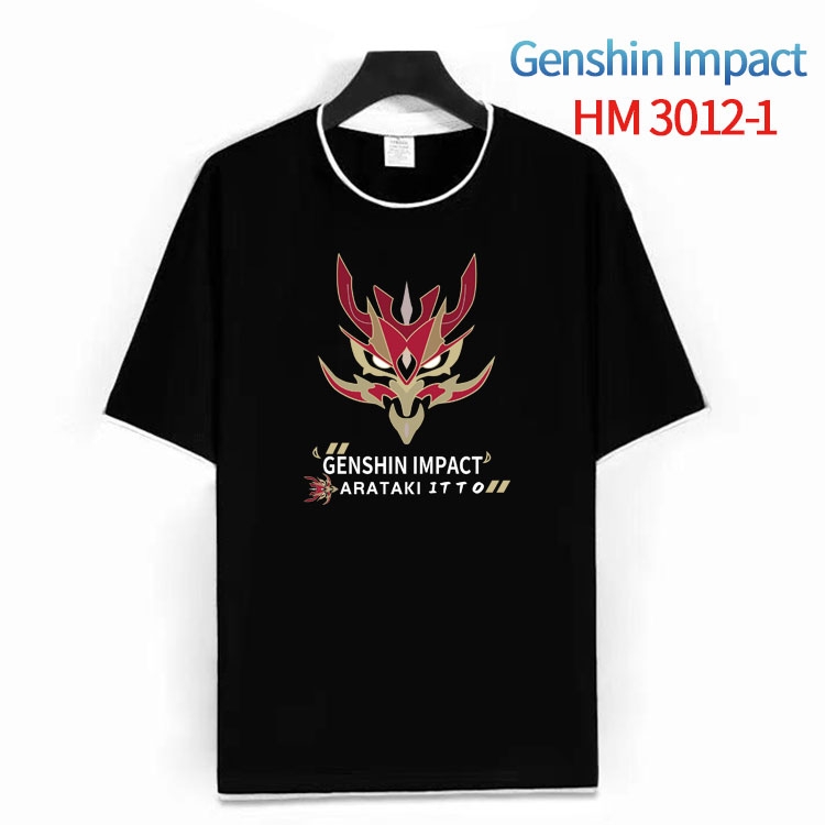 Genshin Impact  Cotton crew neck black and white trim short-sleeved T-shirt from S to 4XL HM-3012-1