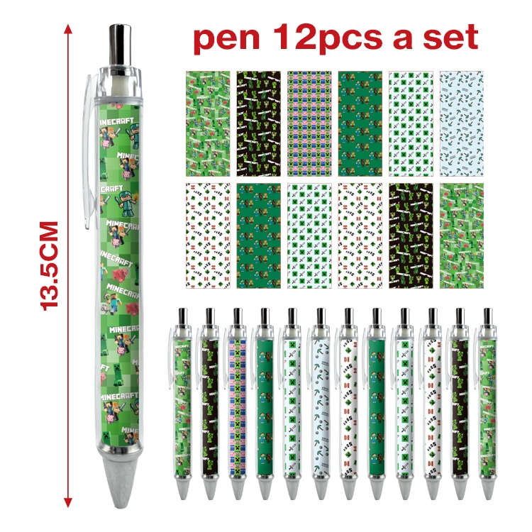 Minecraft anime ballpoint pen A set of 12