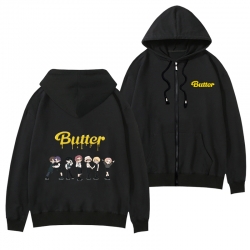 butter Black Hooded Thick Zip ...