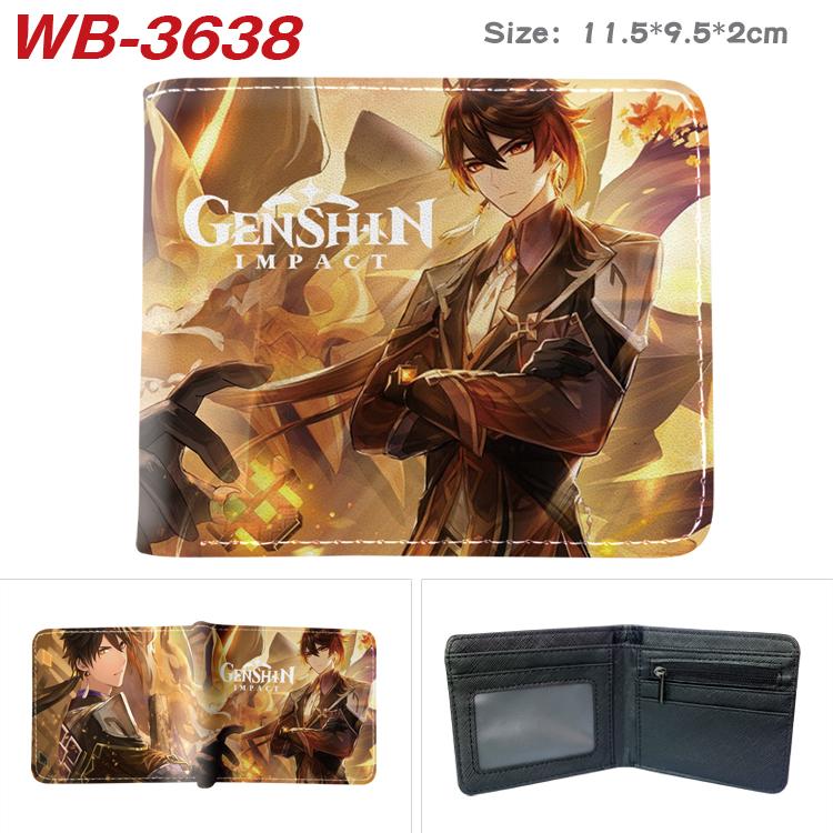 Genshin Impact Anime color book two-fold leather wallet 11.5X9.5X2CM WB-3638A