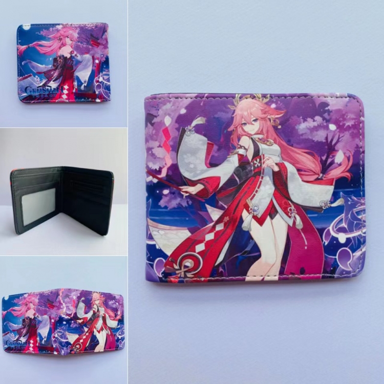 Genshin Impact  Full color  Two fold short card case wallet