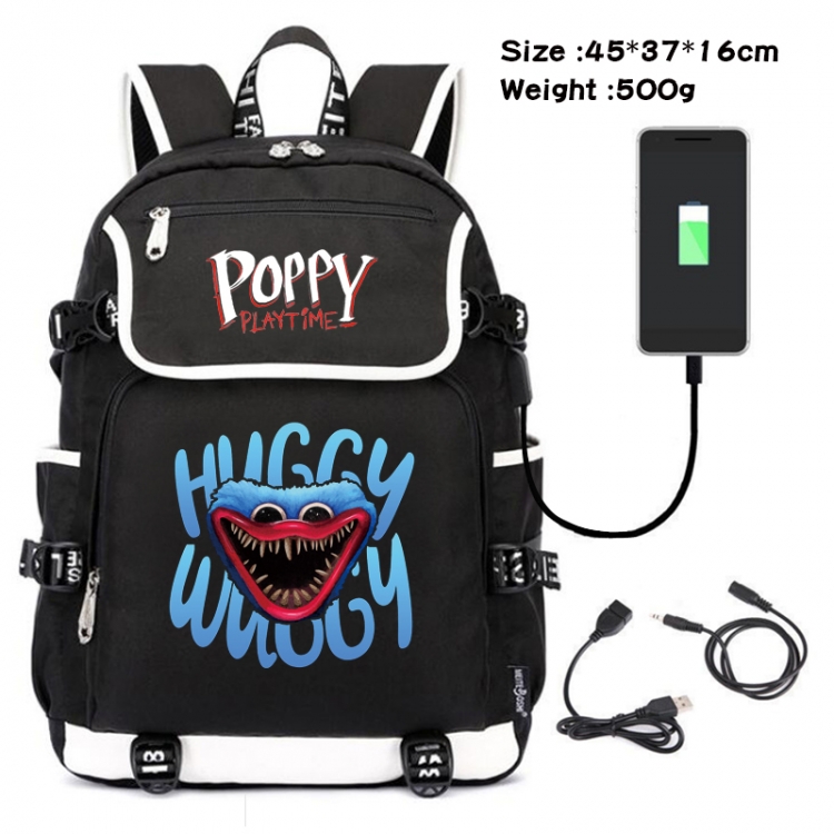 poppy playtime Anime Flip Data Cable Backpack School Bag 45X37X16CM