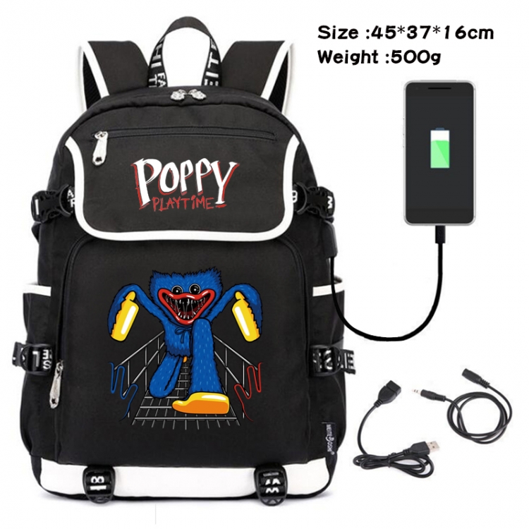 poppy playtime Anime Flip Data Cable Backpack School Bag 45X37X16CM