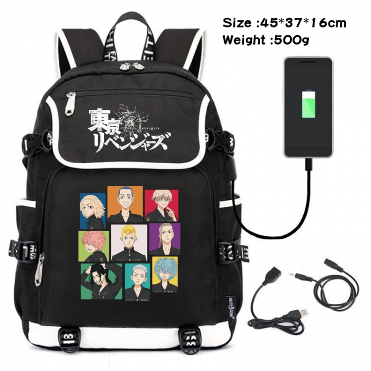 Tokyo avengers Anime Flip Data Cable Backpack School Bag 45X37X16CM