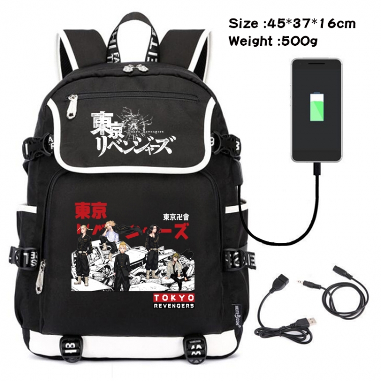 Tokyo avengers Anime Flip Data Cable Backpack School Bag 45X37X16CM