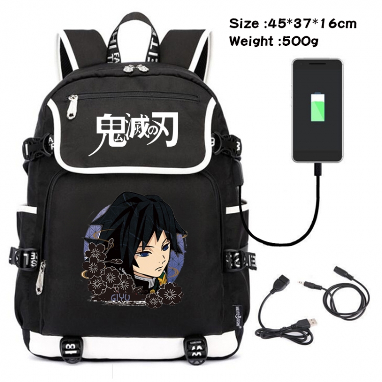 Demon Slayer Kimets Anime Flip Data Cable Backpack School Bag 45X37X16CM