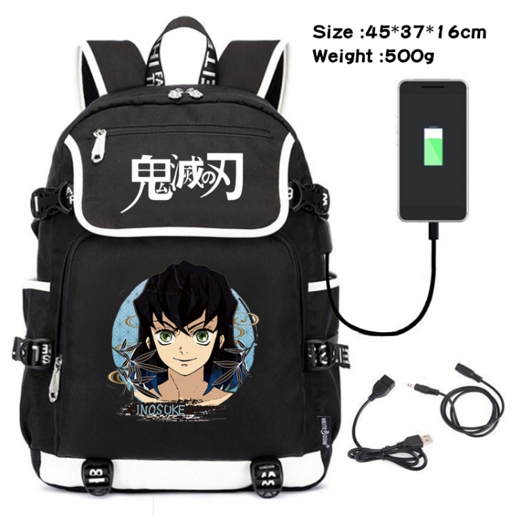 Demon Slayer Kimets Anime Flip Data Cable Backpack School Bag 45X37X16CM