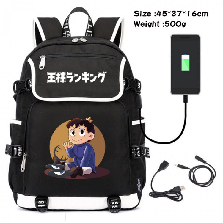 king ranking Anime Flip Data Cable Backpack School Bag 45X37X16CM