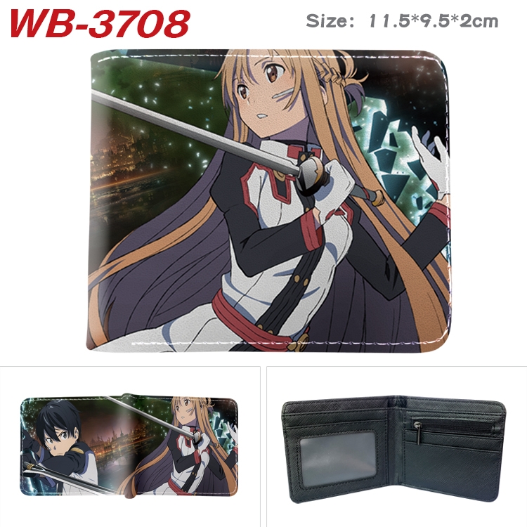 Sword Art Online Anime color book two-fold leather wallet 11.5X9.5X2CM  WB-3708A