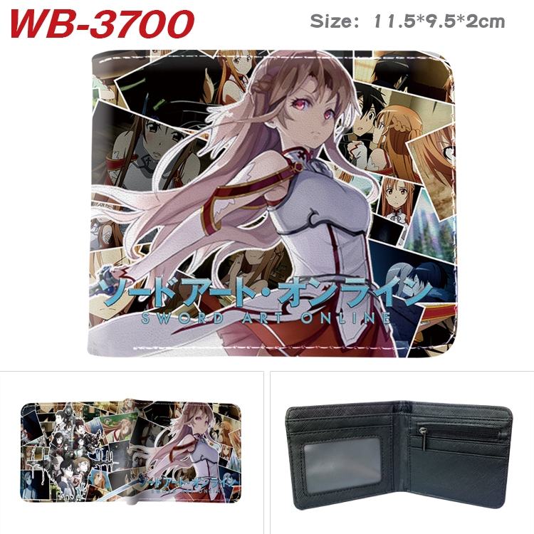 Sword Art Online Anime color book two-fold leather wallet 11.5X9.5X2CM WB-3700A