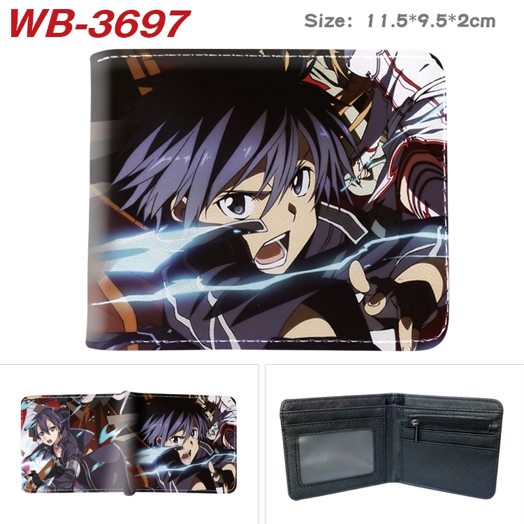 Sword Art Online Anime color book two-fold leather wallet 11.5X9.5X2CM WB-3697A