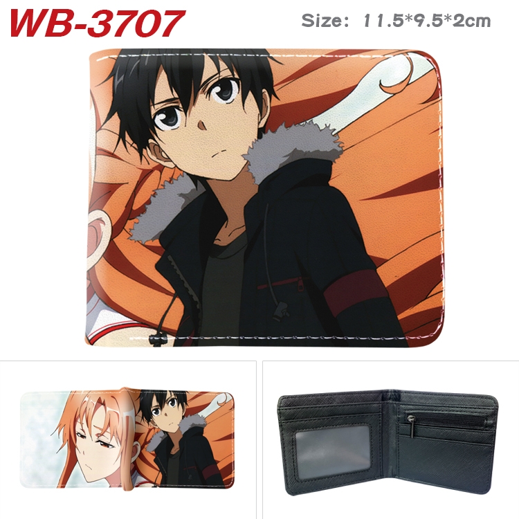 Sword Art Online Anime color book two-fold leather wallet 11.5X9.5X2CM WB-3707A