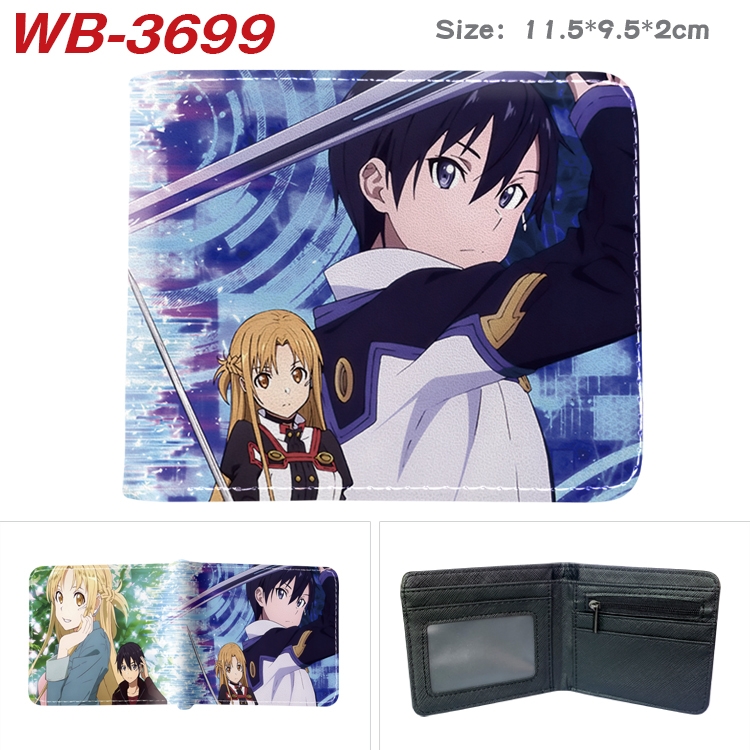 Sword Art Online Anime color book two-fold leather wallet 11.5X9.5X2CM WB-3699A
