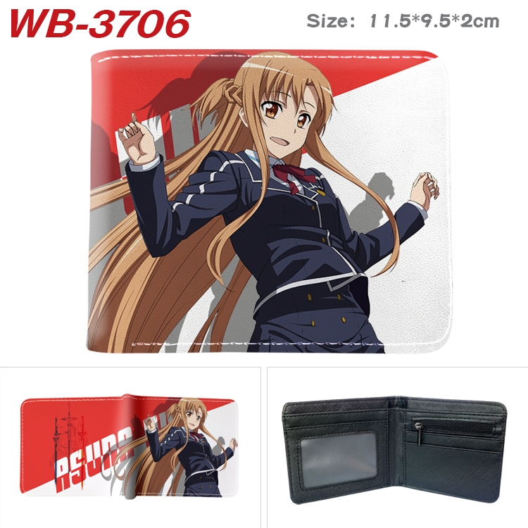 Sword Art Online Anime color book two-fold leather wallet 11.5X9.5X2CM WB-3706A