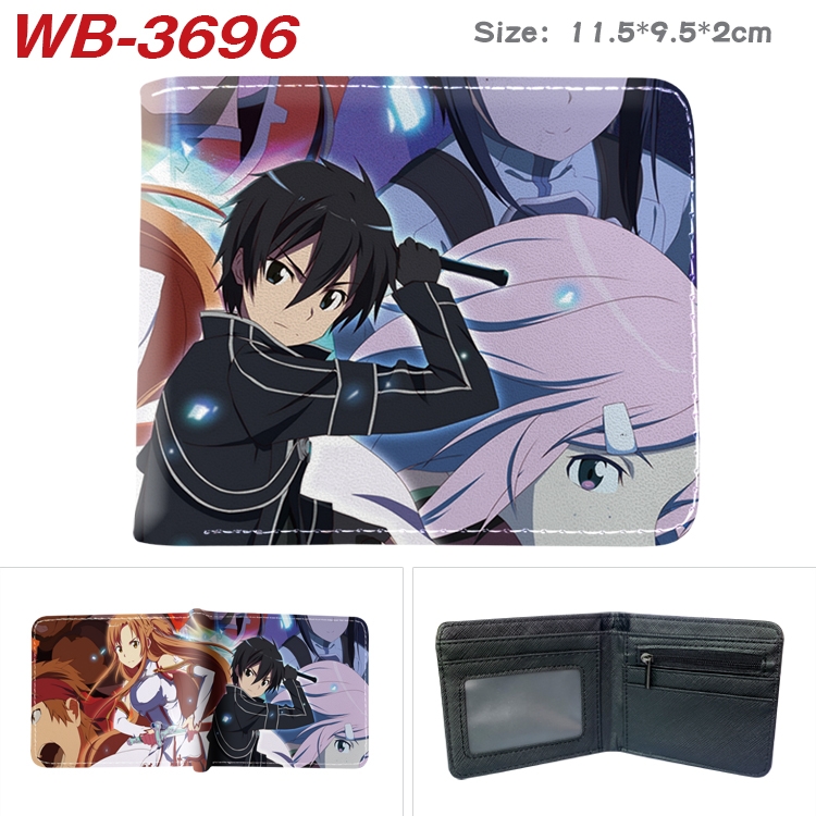 Sword Art Online Anime color book two-fold leather wallet 11.5X9.5X2CM WB-3696A