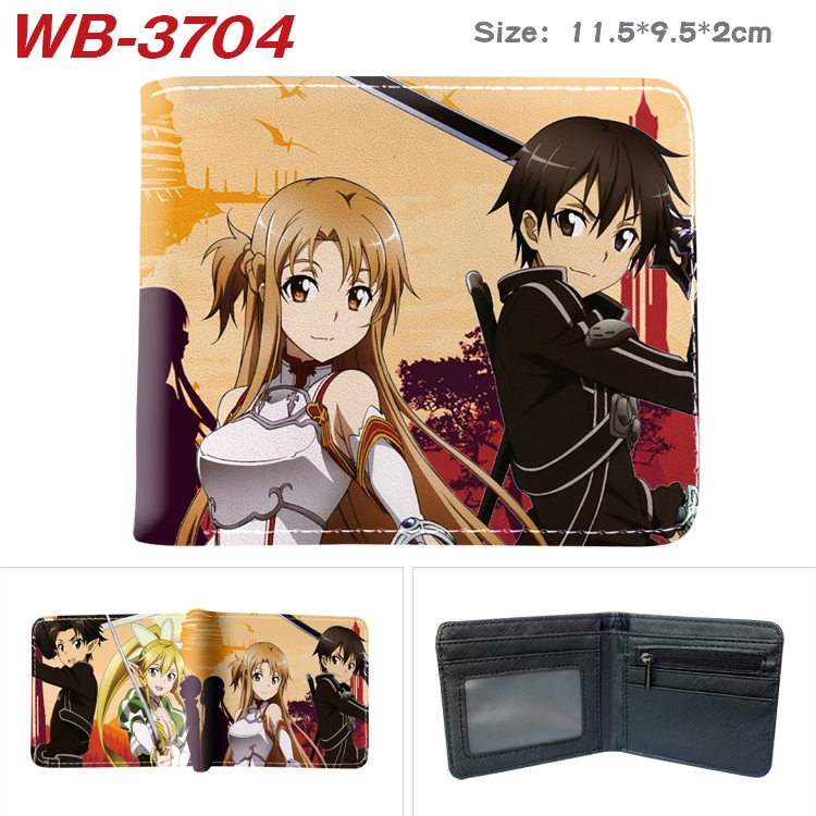Sword Art Online Anime color book two-fold leather wallet 11.5X9.5X2CM WB-3704A