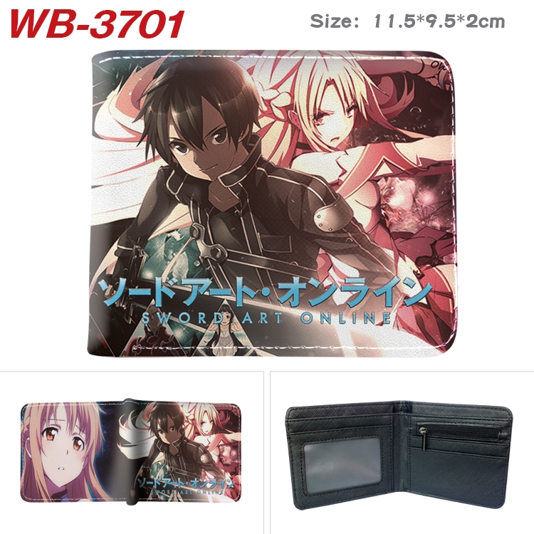 Sword Art Online Anime color book two-fold leather wallet 11.5X9.5X2CM WB-3701A