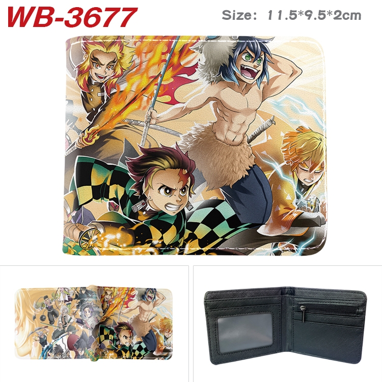 Demon Slayer Kimets Anime color book two-fold leather wallet 11.5X9.5X2CM WB-3677A