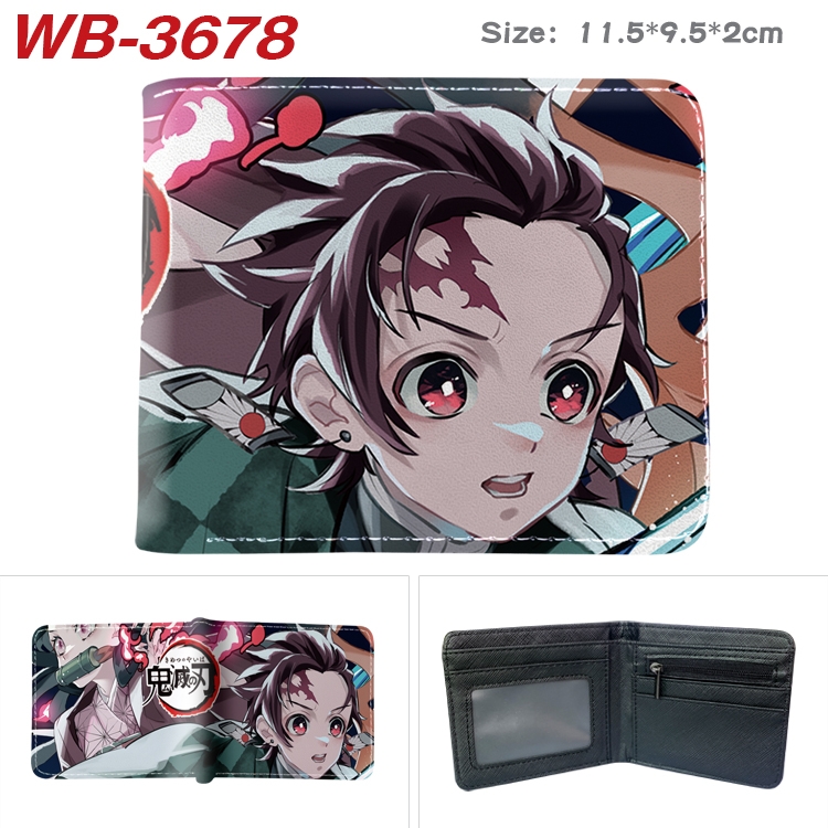 Demon Slayer Kimets Anime color book two-fold leather wallet 11.5X9.5X2CM  WB-3678A