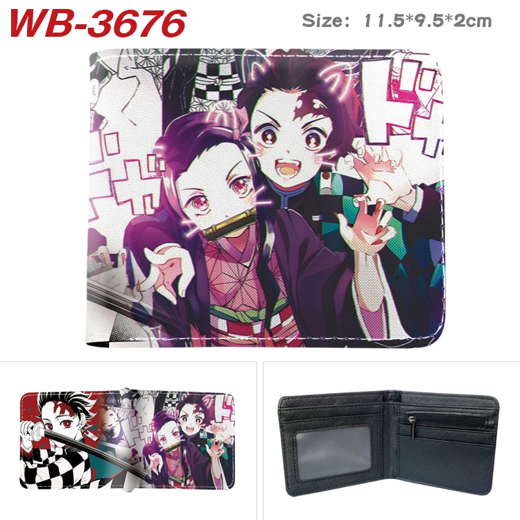 Demon Slayer Kimets Anime color book two-fold leather wallet 11.5X9.5X2CM WB-3676A